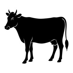 Silhouette of a cow standing in a side profile view
