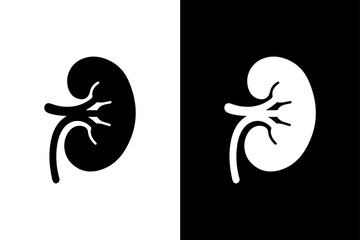 Human Kidney Vector Illustration Black Silhouette on White Background.