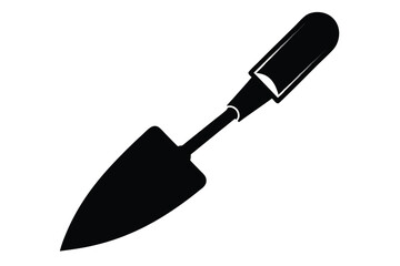 Simple Garden Trowel Illustration Black Silhouette of Gardening Hand Tool, Cultivation, Planting