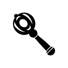 Illustration of a black ornate scepter on white background