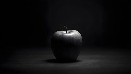 Dark Monochrome Gray Apple Still Life with Lighting