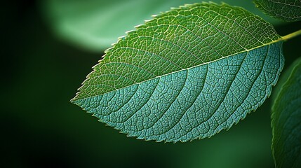 Close-up of vibrant green leaf, intricate veins