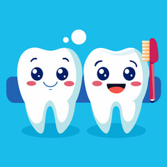 tooth with toothbrush
