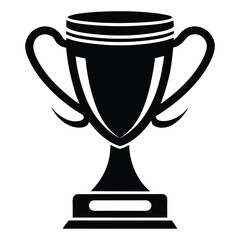 Black Silhouette of a Trophy Cup Featuring Handles, Pedestal, and Detailing