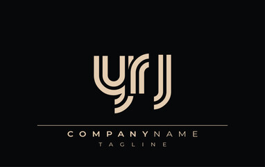 YRJ Creative Unique Modern Letter Logo Design. Stylized logo featuring a unique letter design, presenting abstract minimalist aesthetics and modern appeal.