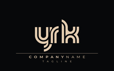 YRK Creative Unique Modern Letter Logo Design. Stylized logo featuring a unique letter design, presenting abstract minimalist aesthetics and modern appeal.