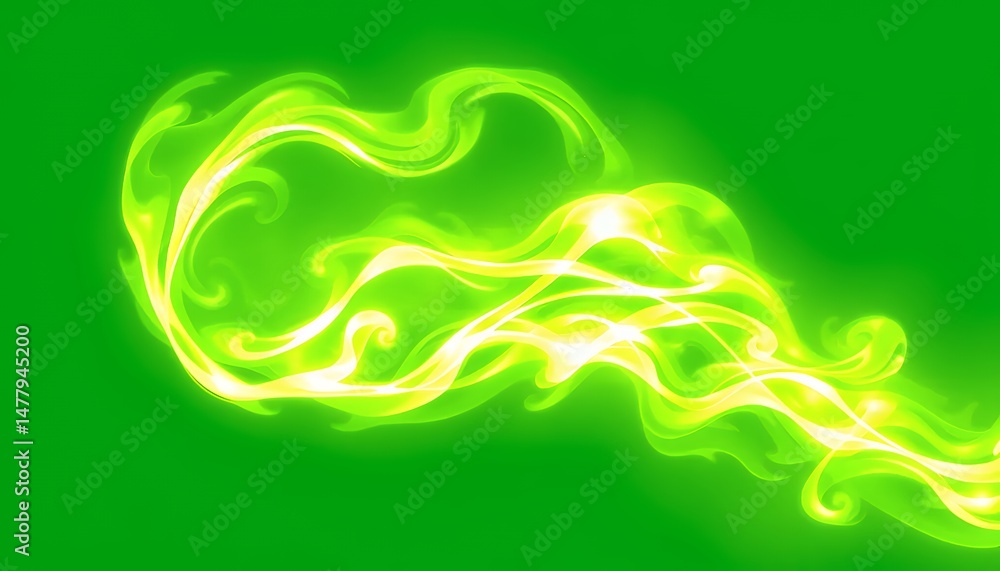 Poster swirling yellow smoke effect flowing gracefully across green screen animation isolated for visual ef