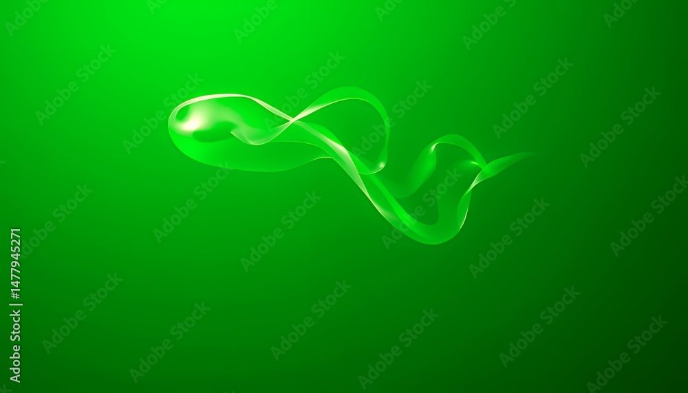 Poster translucent luminous green ribbon isolated on green screen ideal for vfx movie and game elements wit