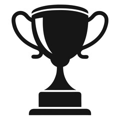 Solid black silhouette illustration of a two handled trophy on a pedestal
