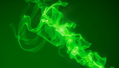 Fototapeta premium Vibrant Green Energy Wave Isolated on Green Screen Background