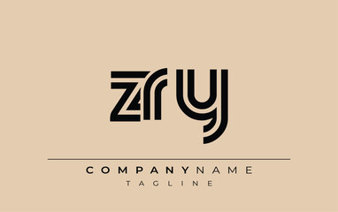 ZRY Creative Unique Modern Letter Logo Design. Stylized logo featuring a unique letter design, presenting abstract minimalist aesthetics and modern appeal.