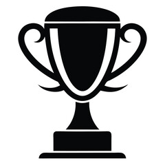Bold Black Trophy Icon Illustrating Victory and Achievement with Decorative Handles Design