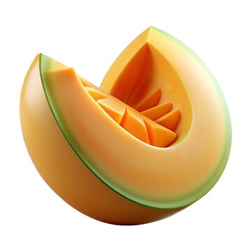 3D a ripe fresh rmelon slice. 3d render icons in realistic plastic style isolated on white background. 3d image