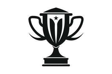 Silhouette of an Award Trophy with Handles and Star Embellishment on Front