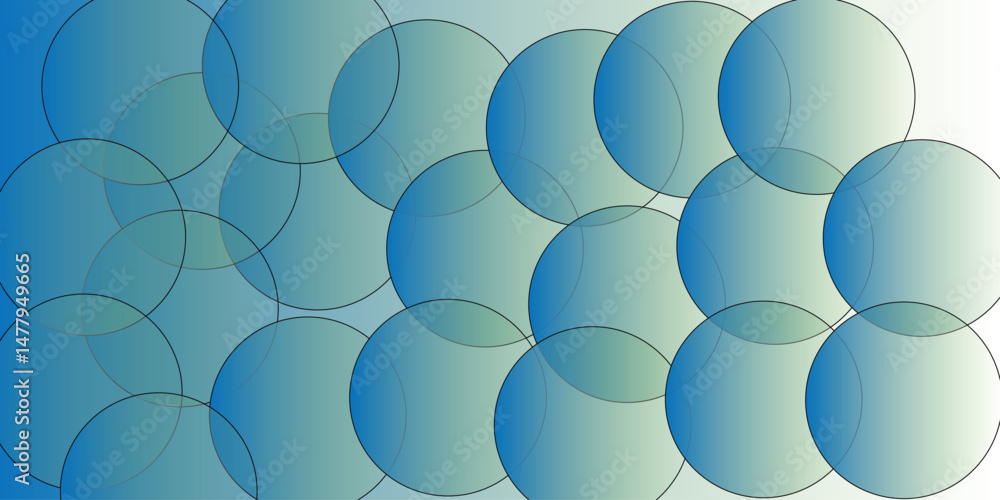 Poster A serene abstract composition featuring overlapping circular shapes in varying shades of blue and teal,Pastel circles bokeh background, soft light, abstract design.
