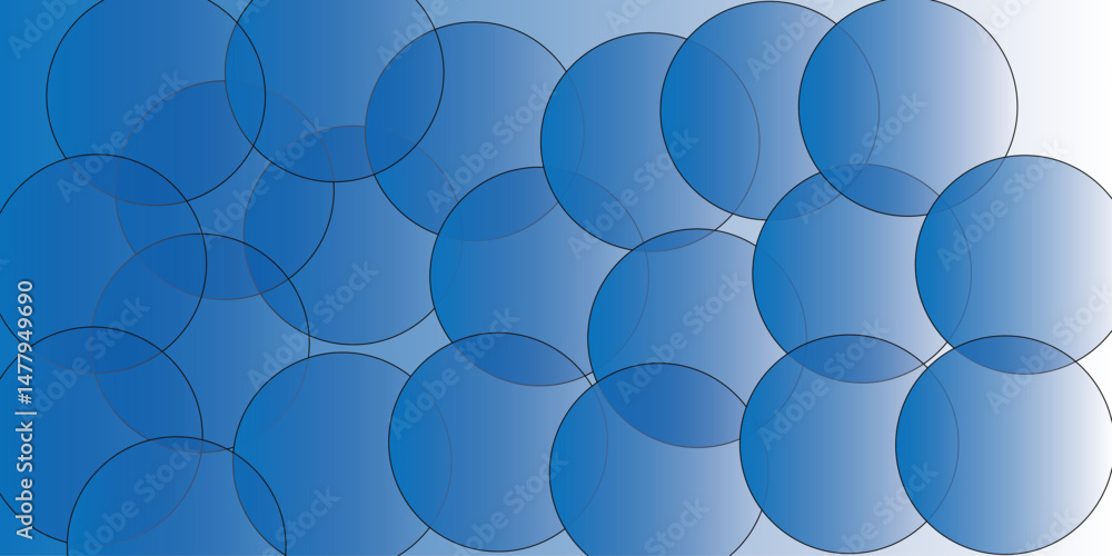 Poster a serene abstract composition featuring overlapping circular shapes in varying shades of blue and te