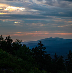 Scenic Sunset View from a Mountain Trail in NH