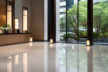 Fototapeta premium Modern building interior with natural light and minimalist design