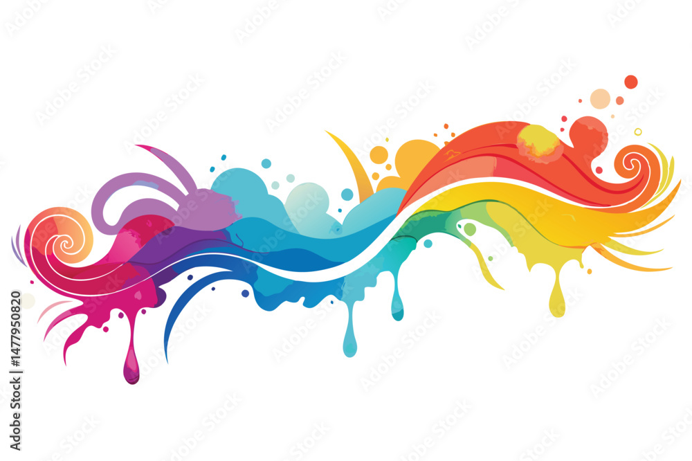 Poster Vibrant vector splash design featuring colorful liquid shapes and dynamic movement suitable for various artistic projects and creative applications