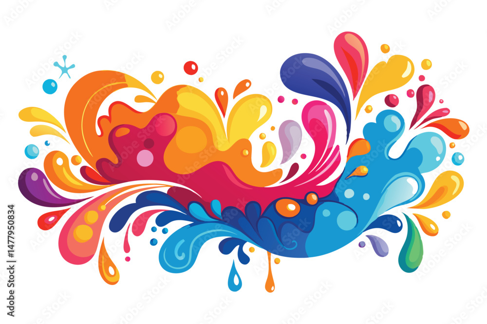 Poster Vibrant vector splash design featuring colorful liquid shapes and dynamic movement suitable for various artistic projects and creative applications