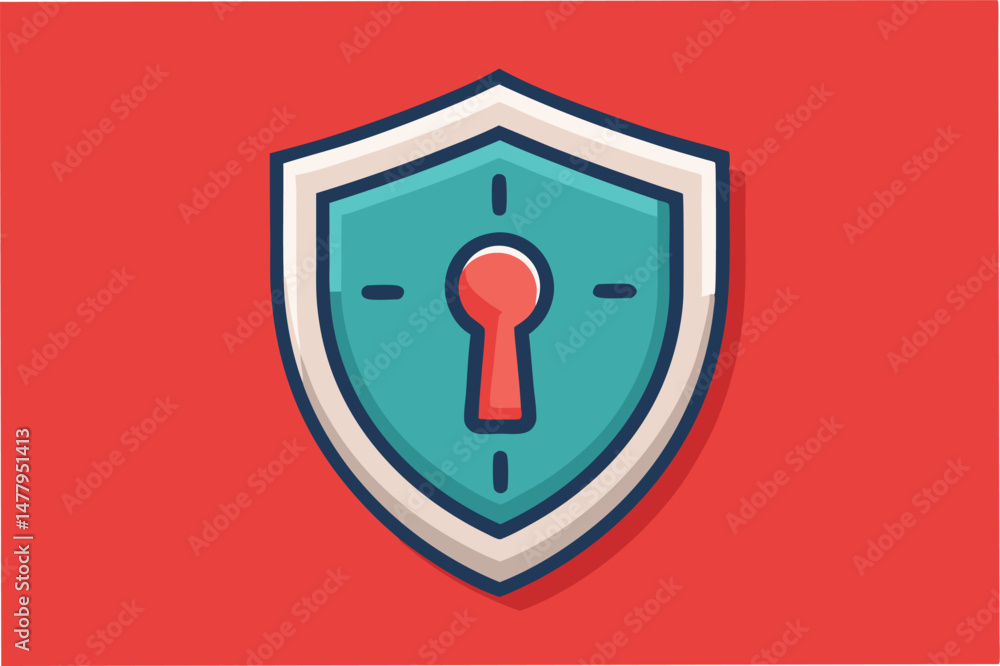 Leinwandbilder Shield design featuring a keyhole in the center represents security and protection in a digital context