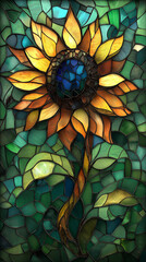 stained glass window flower illustration