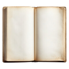 Fototapeta premium Open antique book with blank pages for text or image insertion on transparent background