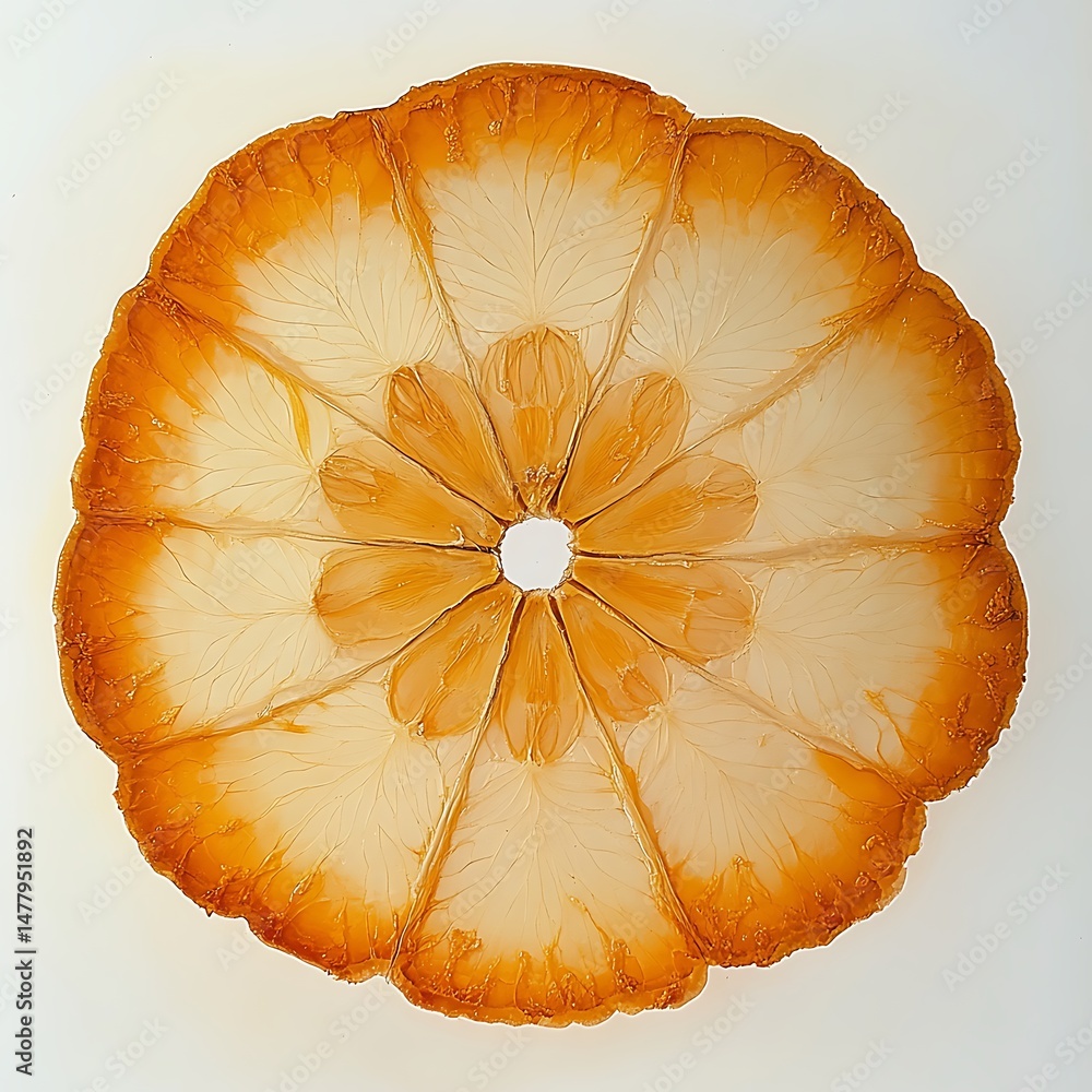 Poster abstract circular pattern with radial lines and warm tones, decorative art object, round center.