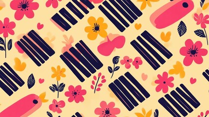 Floral and geometric pattern