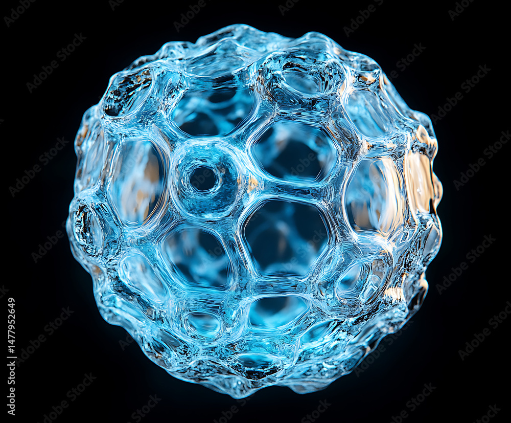Aufkleber abstract spherical structure water molecule clear material complex cellular design conceptual scient