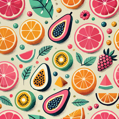 Fresh Fruit Modern Print Design in Vector