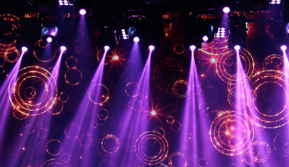 Theatrical scene without actors, scenic light and smoke