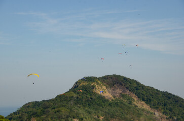 Paragliding and hang gliding offer freedom and adrenaline. A unique experience of connecting with nature and overcoming limits. Paragliding Ramp Parque da Cidade - Niteroi, Rio de Janeiro, Brazil