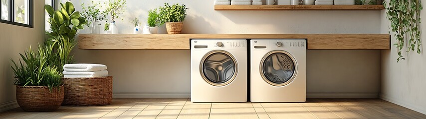Laundry Room with Plants and Natural Light