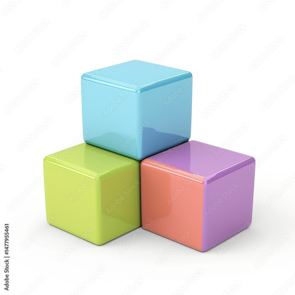Poster colorful, glossy, cube-shaped blocks arranged in a three-dimensional display.