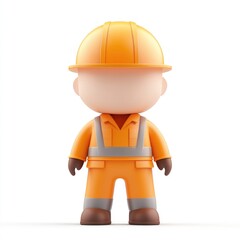 A  3d rendering of a cartoon construction worker figure.