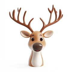 3D rendered deer head with cartoonish features.