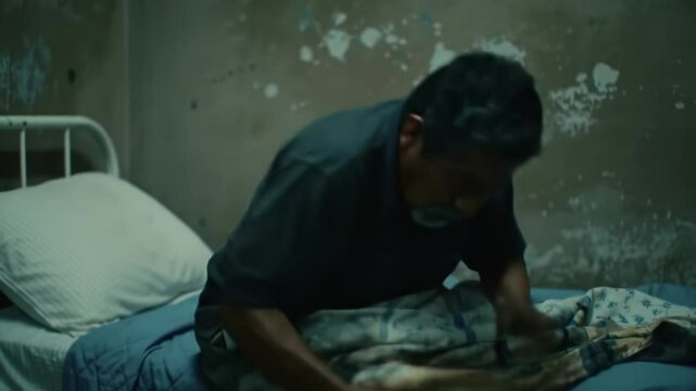 Two men engage in a charged interaction within a shadowy interior. The intensity of their exchange hints at deeper conflicts and urgent matters, creating an atmosphere of suspense.