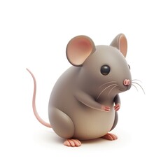 3d rendering of a cute, gray cartoon mouse.