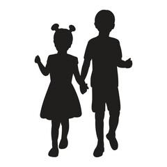 silhouette of children silhouette of boy and girl