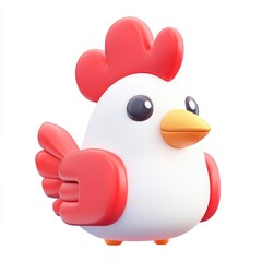 Naklejka premium Cheerful, cartoonish, digital rendering of a poultry.