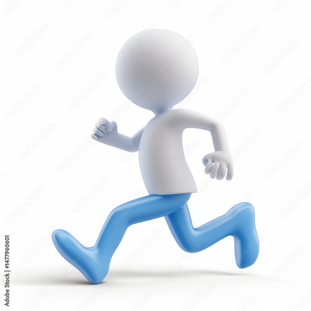 Poster three-dimensional representation of a person in motion.