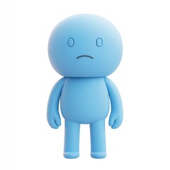 Light-blue, simple character with a sad expression.
