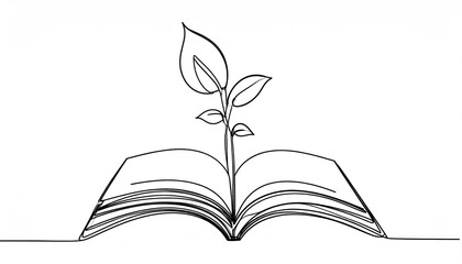 A plant growing from an open book symbolizing education and knowledge