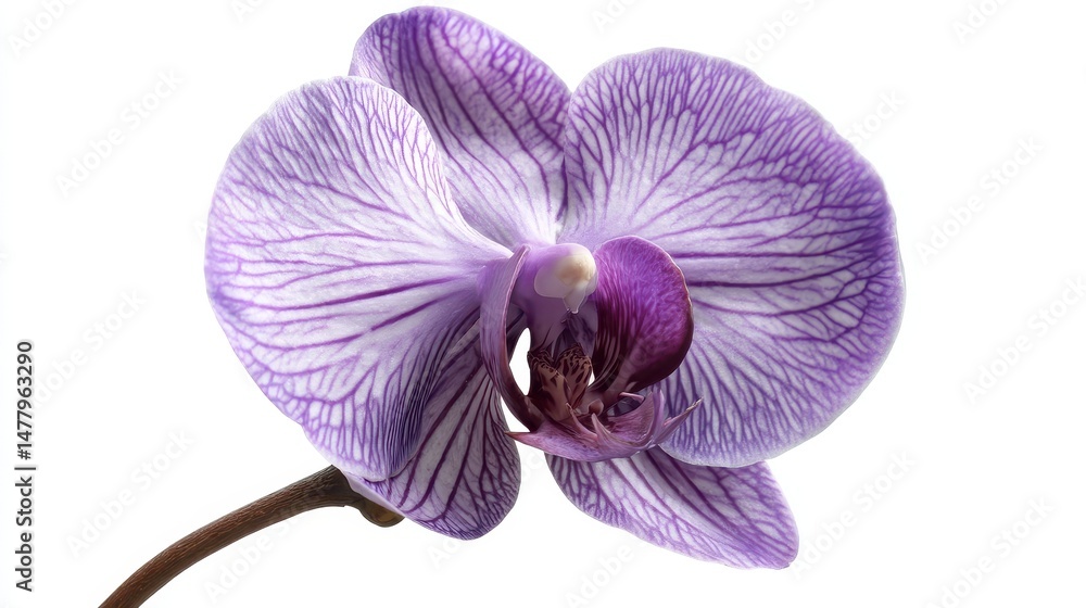 Poster close-up view of a beautiful purple orchid with intricate petal patterns and distinctive structure a