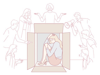 This artwork serves as a powerful visual representation of themes such as isolation, anxiety, and societal judgment