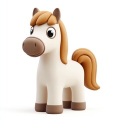 Cute cartoon horse figurine stands against a white background.