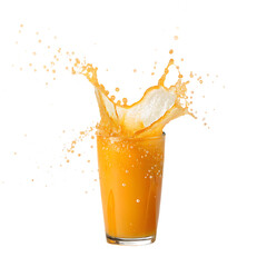 orange juice splash isolated on white