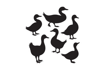 Ducks Vector Clipart Black Duck Outlines for Design and Craft