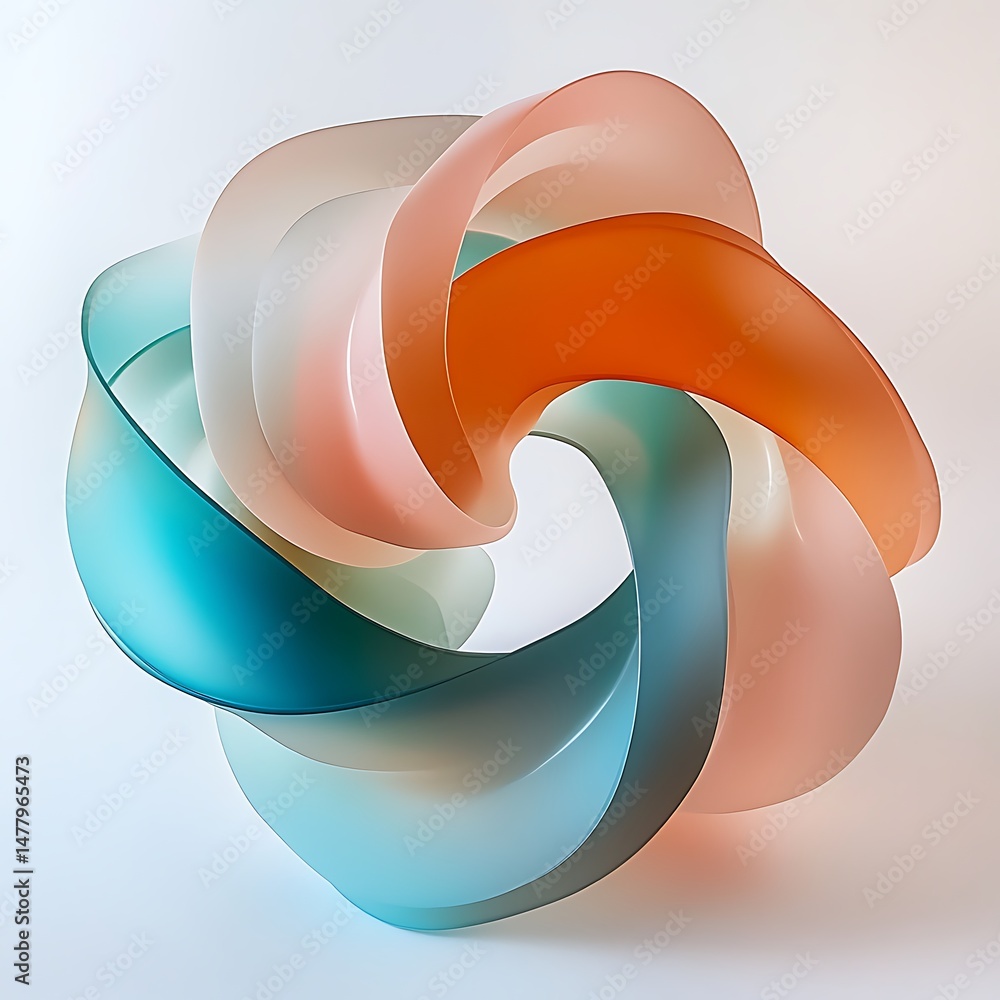 Poster abstract intertwined shapes design: modern artwork with gradient colors and flowing forms for creati